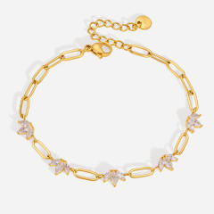 18KG delicate cubic zircon stainless steel bracelet