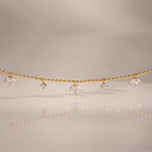 Delicate cubic zircon stainless steel necklace