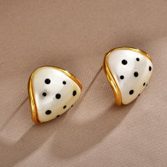 French trend polka dots pearl earrings 18K gold plated earrings