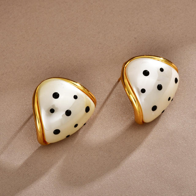 French trend polka dots pearl earrings 18K gold plated earrings