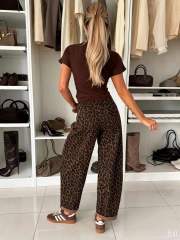 Vintage leopar grain straighe leg jeans
