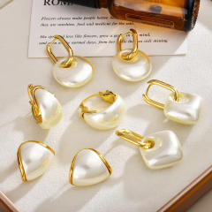 French trend polka dots pearl earrings 18K gold plated earrings