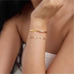 18KG delicate cubic zircon stainless steel bracelet