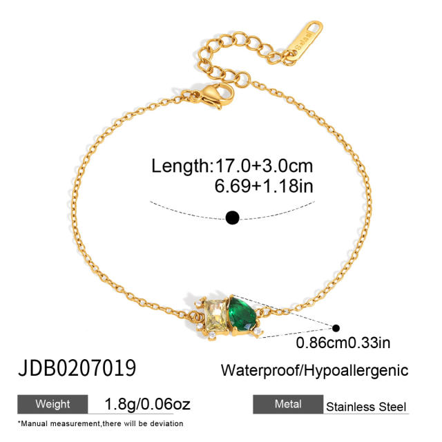 18KG emerald cubic zircon mix color stainless steel necklace bracelet earrings set