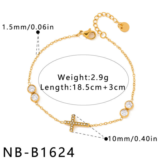 New cross-shaped stainless steel necklace and bracelet set