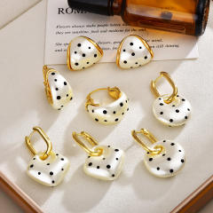 French trend polka dots pearl earrings 18K gold plated earrings