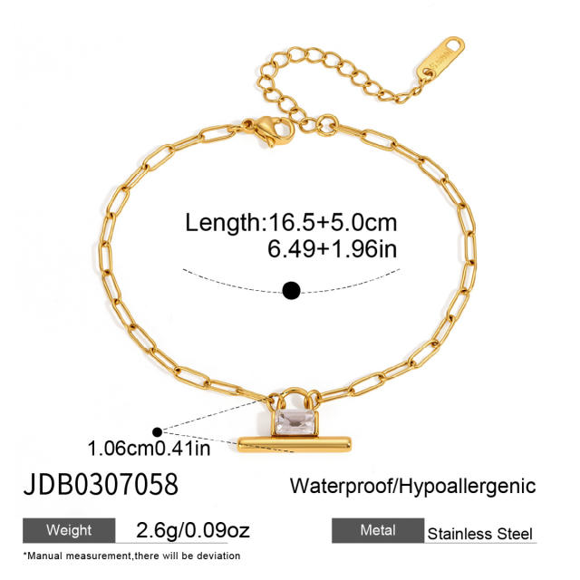 Elegant T bar pendant diamond stainless steel necklace earrings bracelet set