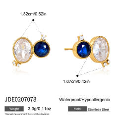 316L elegant navy blue diamond stainless steel necklace bracelet earrings set