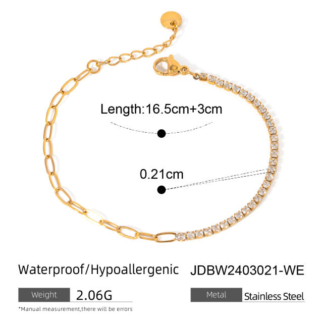 Elegant T bar pendant diamond stainless steel necklace earrings bracelet set