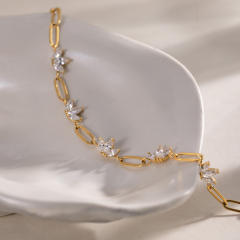 18KG delicate cubic zircon stainless steel bracelet