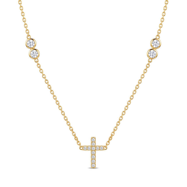 New cross-shaped stainless steel necklace and bracelet set