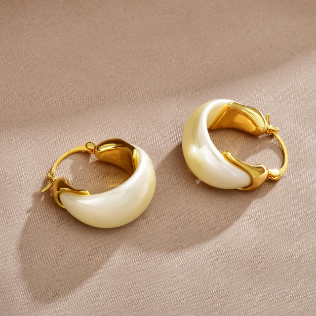 French trend polka dots pearl earrings 18K gold plated earrings