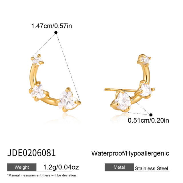 316L cubic zircon smile face shape stainless steel necklace earrings rings set
