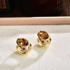 Winter autumn polka dots glass crystal 18K plated copper earrings for women
