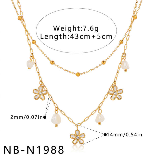 Flower Sun Pattern Stainless Steel necklace Enamel Necklace for Women
