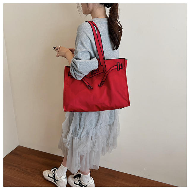 2026 Embroidered Tote Bag Fashionable Large-Capacity Eco-Friendly Shopping Bag