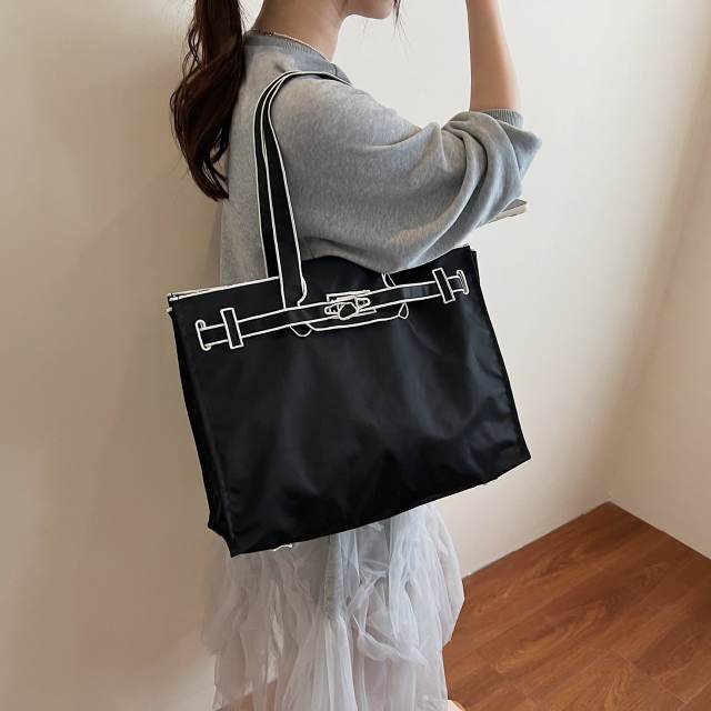 2026 Embroidered Tote Bag Fashionable Large-Capacity Eco-Friendly Shopping Bag