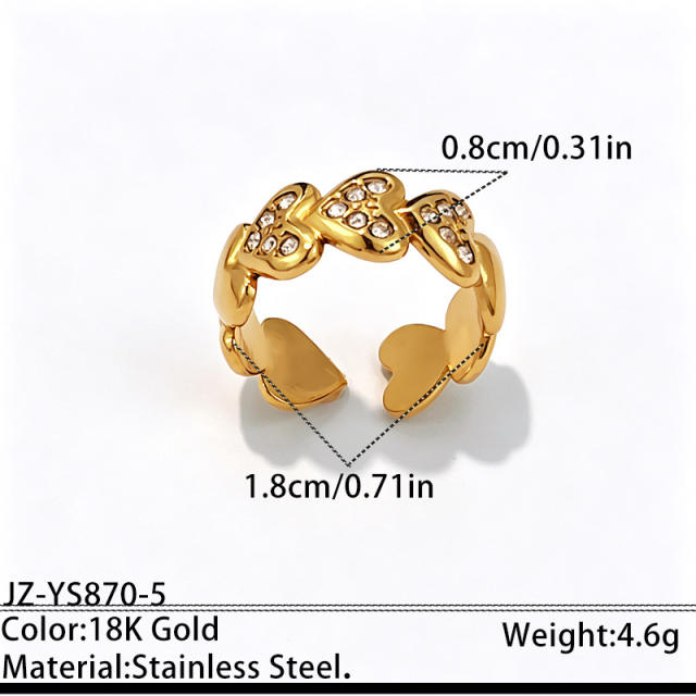 Light Luxury Titanium Steel Ring with Diamonds Geometric stainless steel rings