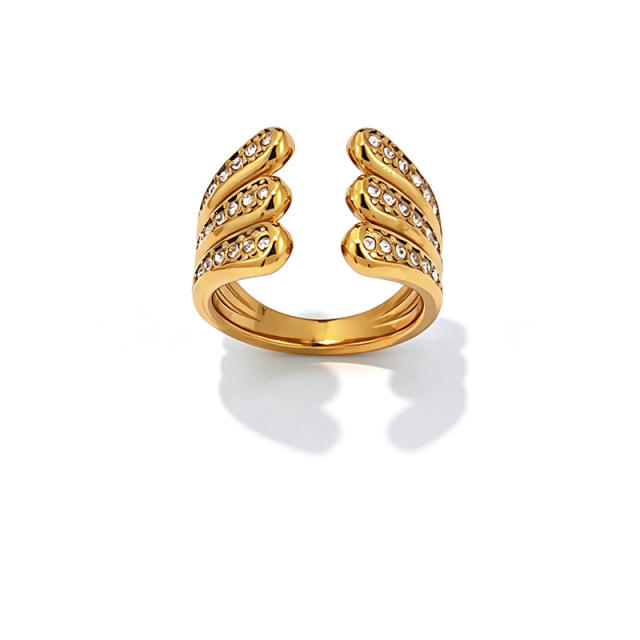 Light Luxury Titanium Steel Ring with Diamonds Geometric stainless steel rings