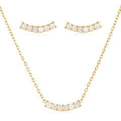 Simple diamond smile face stainless steel necklace earrings set