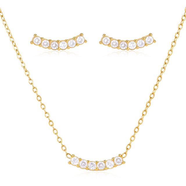 Simple diamond smile face stainless steel necklace earrings set