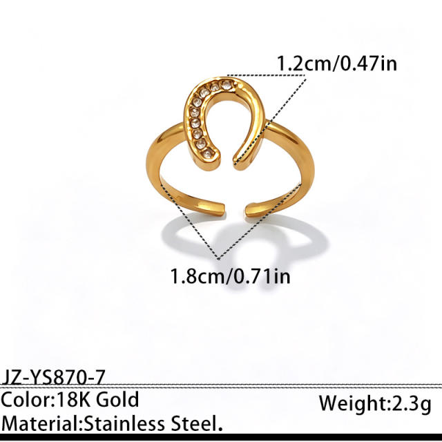 Light Luxury Titanium Steel Ring with Diamonds Geometric stainless steel rings