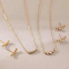Simple diamond smile face stainless steel necklace earrings set