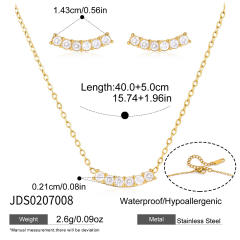 Simple diamond smile face stainless steel necklace earrings set