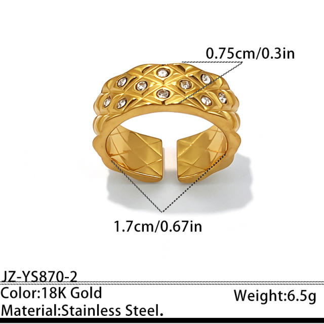 Light Luxury Titanium Steel Ring with Diamonds Geometric stainless steel rings