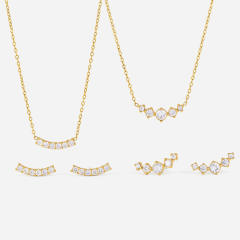 Simple diamond smile face stainless steel necklace earrings set
