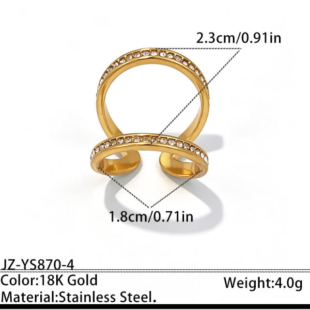 Light Luxury Titanium Steel Ring with Diamonds Geometric stainless steel rings