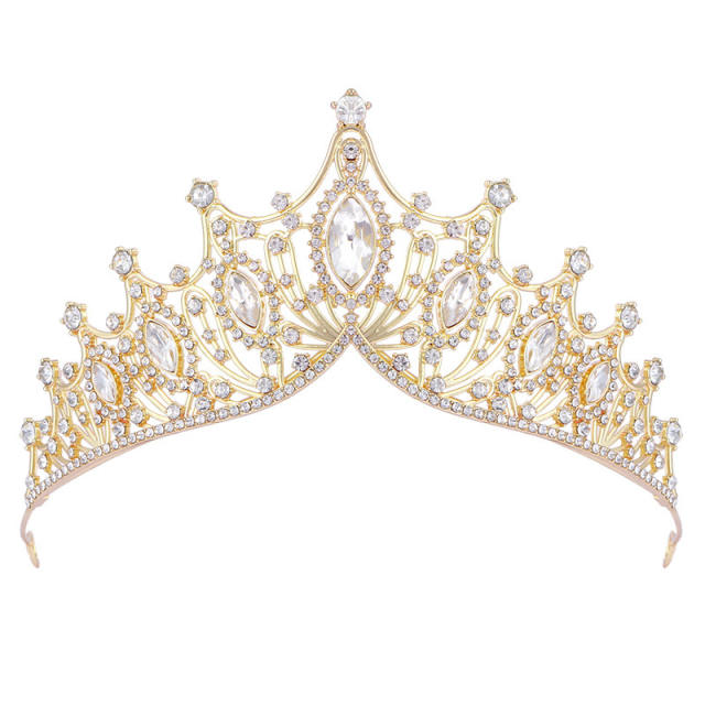 Elegant rhinestone inlaid alloy hair crown wedding hair accessory