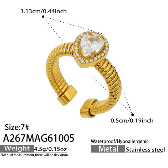 5A cubic zircon clover heart stainless steel rings chunky rings for women