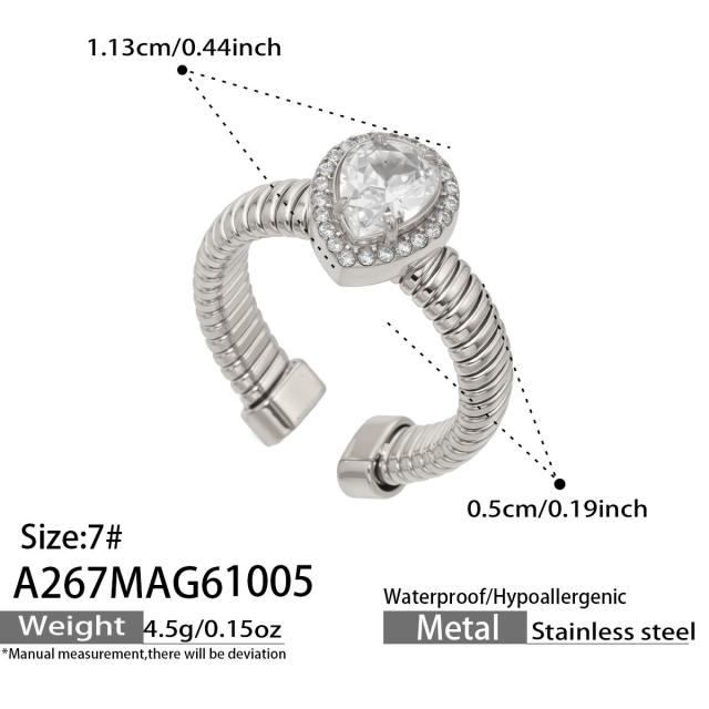 5A cubic zircon clover heart stainless steel rings chunky rings for women