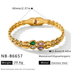 Fashion water drop pattern inlaid with zircon and rhinestones stainless steel bracelet