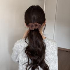 Gentle and sweet polka dot scrunchie elegant bun hairstyles