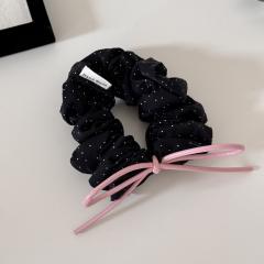 Korean style polka dot bow lace scrunchie
