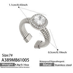 5A cubic zircon clover heart stainless steel rings chunky rings for women