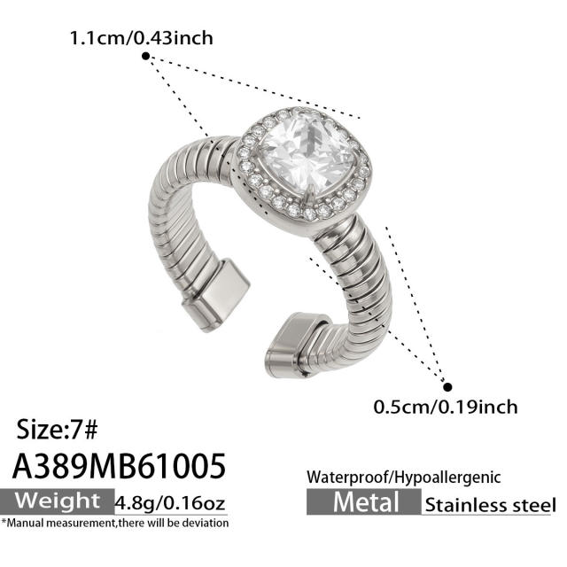 5A cubic zircon clover heart stainless steel rings chunky rings for women