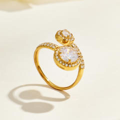 5A super shiny cubic zircon inlaid diamond stainless steel rings