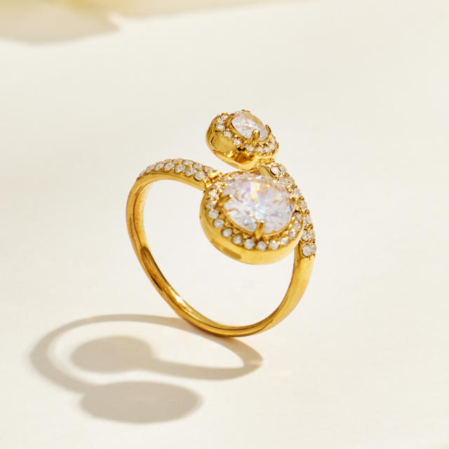 5A super shiny cubic zircon inlaid diamond stainless steel rings