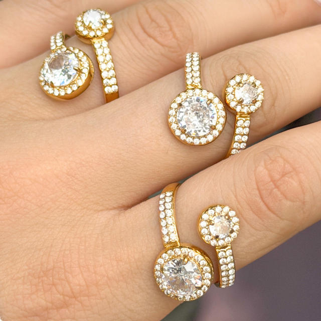 5A super shiny cubic zircon inlaid diamond stainless steel rings