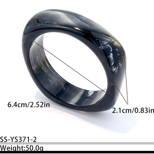 18KG mirror surface irregular design stainless steel bangle acrylic wide bangle