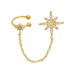 18KG diamond star stainless steel earrings ear cuff
