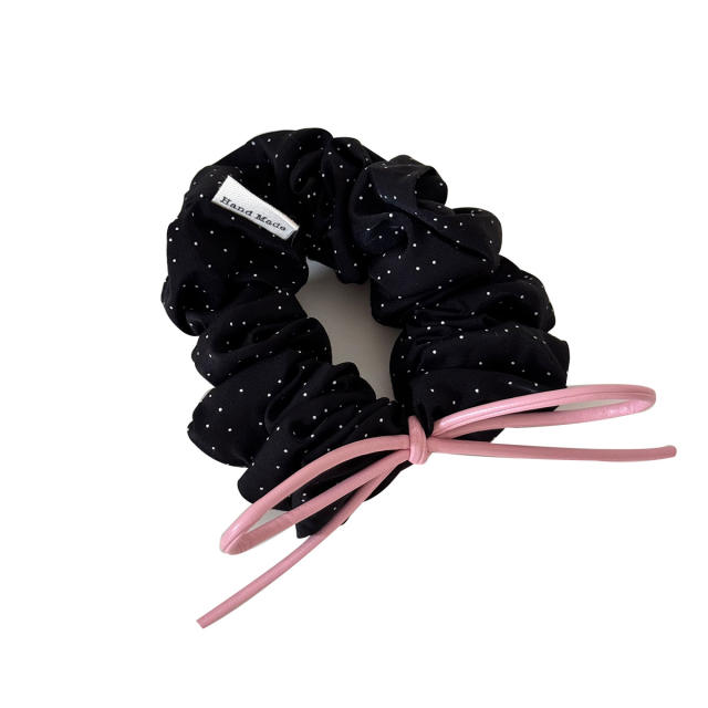 Korean style polka dot bow lace scrunchie