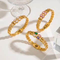 Fashion water drop pattern inlaid with zircon and rhinestones stainless steel bracelet