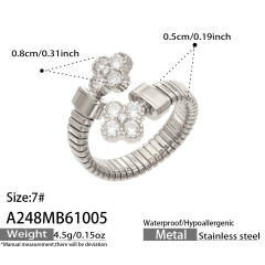 5A cubic zircon clover heart stainless steel rings chunky rings for women