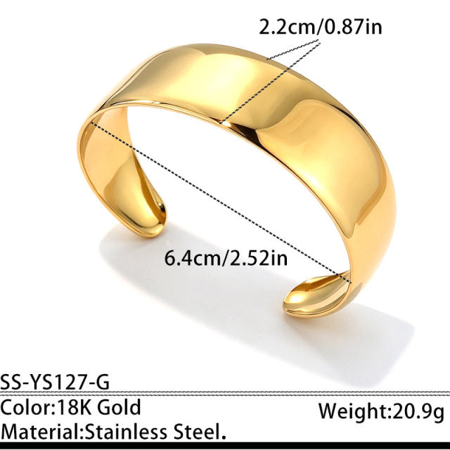 18KG mirror surface irregular design stainless steel bangle acrylic wide bangle