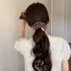 New pleated polka dot scrunchie gentle and simple hair ties
