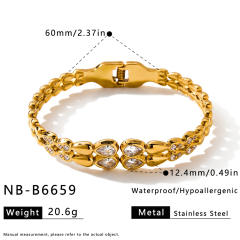 Fashion water drop pattern inlaid with zircon and rhinestones stainless steel bracelet